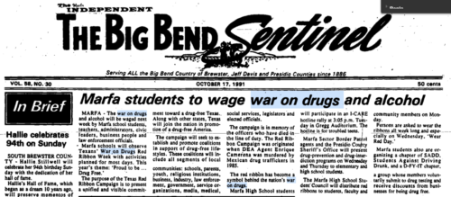 Big Bend Sentinel front page war on drugs